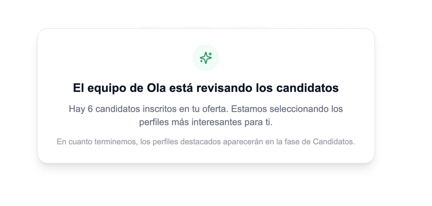 Aviso de la plataforma: El equipo de Ola está revisando los candidatos