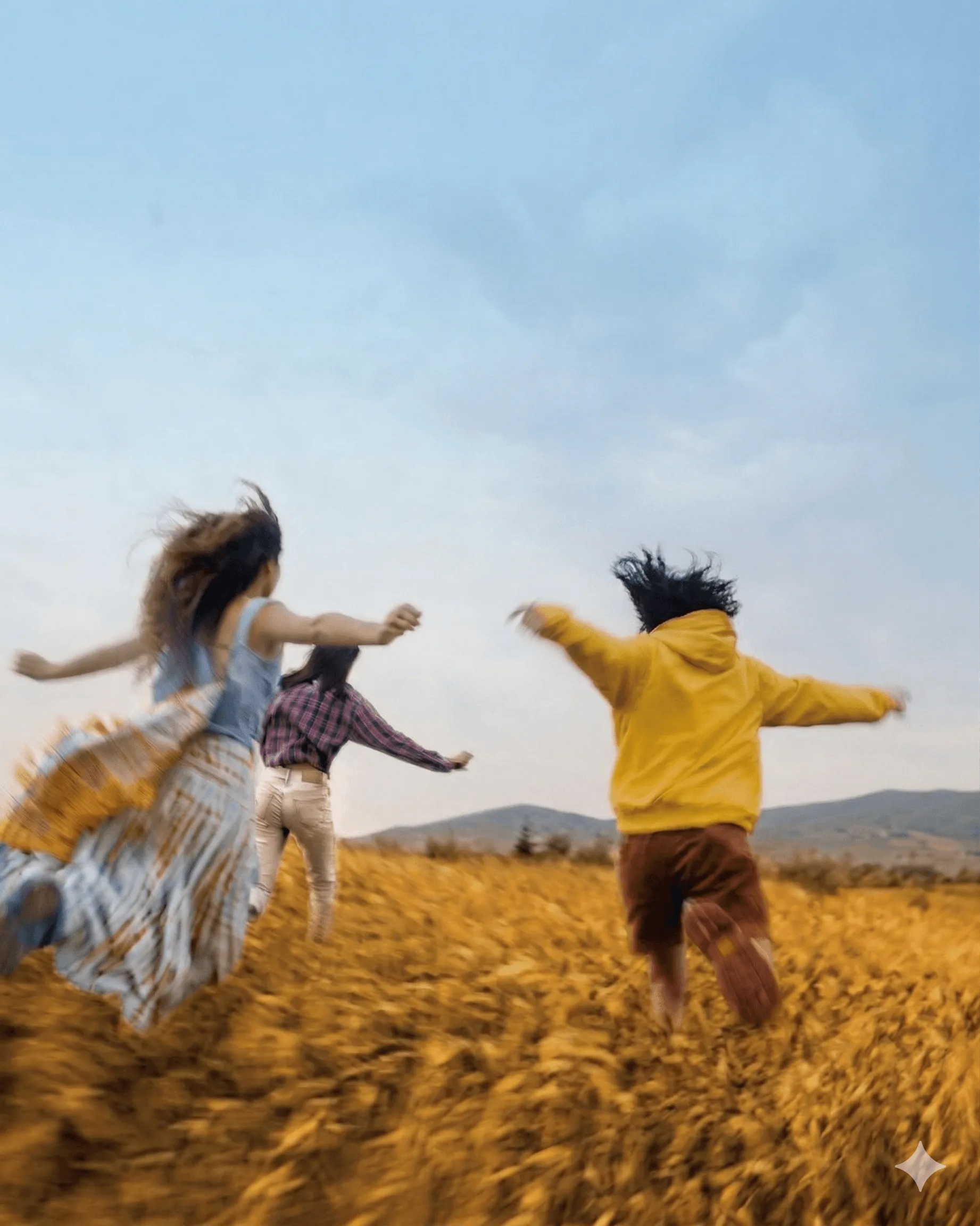 Niños corriendo en un campo